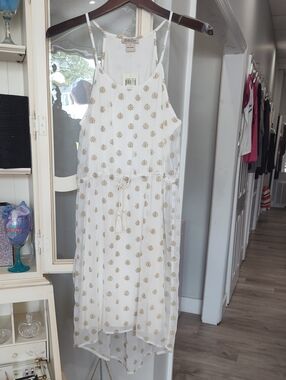 Lucky Brand Cream Maxi Dress with Gold Motif